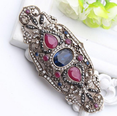 SUNSPICE MS Broșă cu flori etnice turcești de dimensiune mare pentru femei, bijuterii vintage, broșe de culoare aurie antică, broșe, bijuterii de mireasă