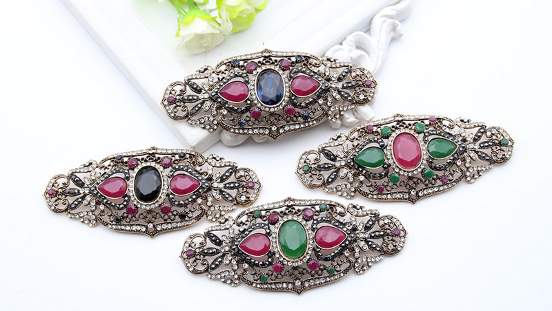 SUNSPICE MS Broșă cu flori etnice turcești de dimensiune mare pentru femei, bijuterii vintage, broșe de culoare aurie antică, broșe, bijuterii de mireasă