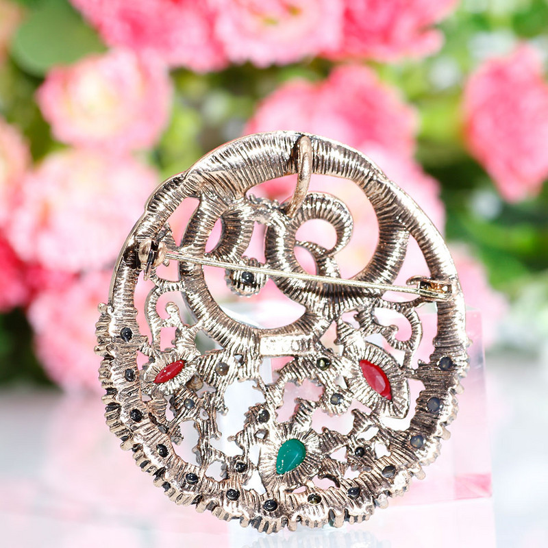 SUNSPICE MS Broșă retro vintage turcească pentru femei, floare rotundă, ace de eșarfă etnică, bijuterii tradiționale etnice, cadouri