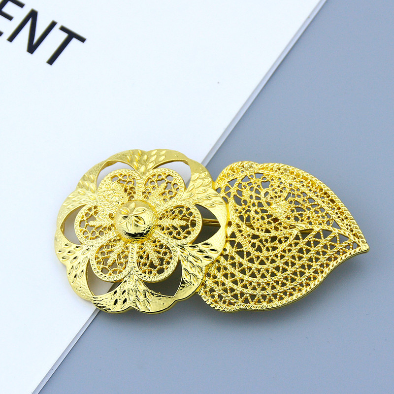 Sunspicems 24K aur culoare floarea-soarelui femei broșă nurcă haină guler ace bijuterii nunta Africa caftan broșă accesorii speciale