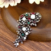 Sunspicems Senovinis Alžyras Gėlė Sagė Pilka Krištolinis Turkijos Moteriška Sagė Antikvarinė Aukso Spalva Perlas Kaftanas Sagė Nuotakos Papuošalai