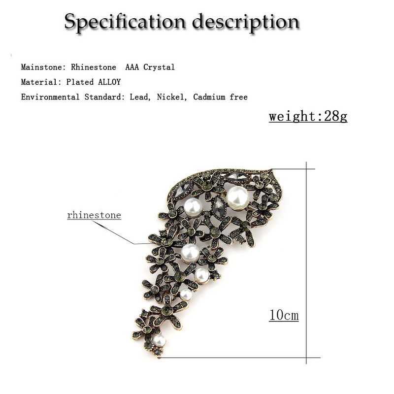 Sunspicems Senovinis Alžyras Gėlė Sagė Pilka Krištolinis Turkijos Moteriška Sagė Antikvarinė Aukso Spalva Perlas Kaftanas Sagė Nuotakos Papuošalai