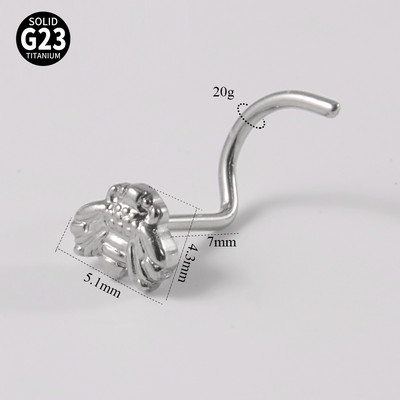 1kom 100% čvrsti titanijski prsten za vijke za nos, piercing, dizajn leptira, držač nosne kosti, držač, nakit za tijelo, za žene i muškarce 20 g