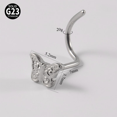 1kom 100% čvrsti titanijski prsten za vijke za nos, piercing, dizajn leptira, držač nosne kosti, držač, nakit za tijelo, za žene i muškarce 20 g