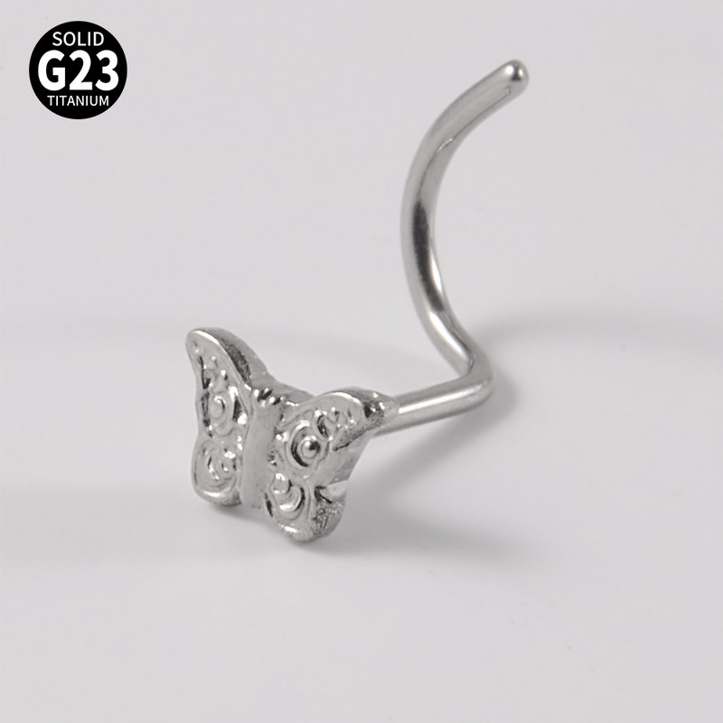1kom 100% čvrsti titanijski prsten za vijke za nos, piercing, dizajn leptira, držač nosne kosti, držač, nakit za tijelo, za žene i muškarce 20 g