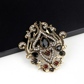 Sunspicems broșă coroană turcească pentru femei, bijuterii de nuntă etnică Boemia, culoare retro auriu, eșarfă Hijab ace de rever, cadou de mireasă