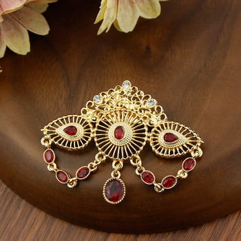 Sunspicems Fashion Morocco Crown Brooch for Women Златни цветни кристали Bohemia Сватбени бижута Caftan Pins Bridal Bijoux Gift