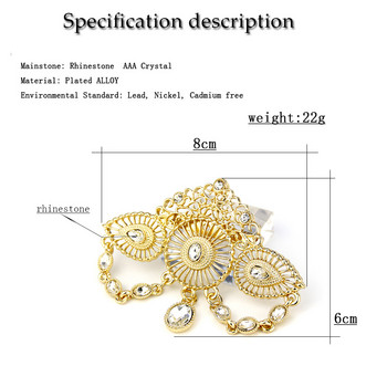 Sunspicems Fashion Morocco Crown Brooch for Women Златни цветни кристали Bohemia Сватбени бижута Caftan Pins Bridal Bijoux Gift