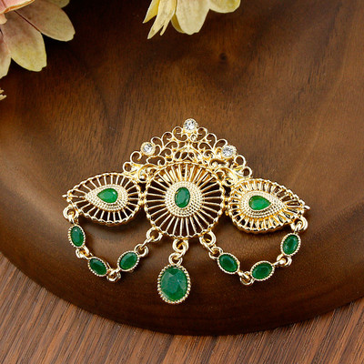 Sunspicems Fashion Marokas kronis piespraudes sievietēm Zelts Krāsains Crystal Bohemia Kāzu rotaslietas Caftan Pins Kāzu bižutērija dāvana