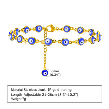 Vnox 6 мм дамски глезени със зли сини очи, регулируеми връзки с турски очи с верига за глезена Hamsa Hand Charm, ваканционни бижута за плаж