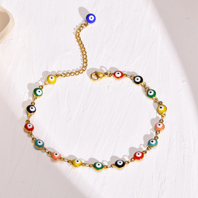 Vnox 6mm Evil Blue Eyes gleznele pentru femei, legături ajustabile cu ochi turcești cu lanț de gleznă Hamsa Charm, bijuterii de vacanță pe plajă