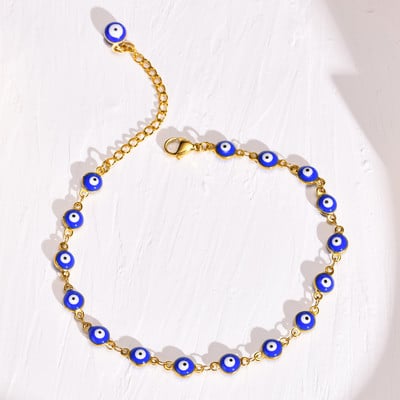 Vnox 6mm Evil Blue Eyes gleznele pentru femei, legături ajustabile cu ochi turcești cu lanț de gleznă Hamsa Charm, bijuterii de vacanță pe plajă
