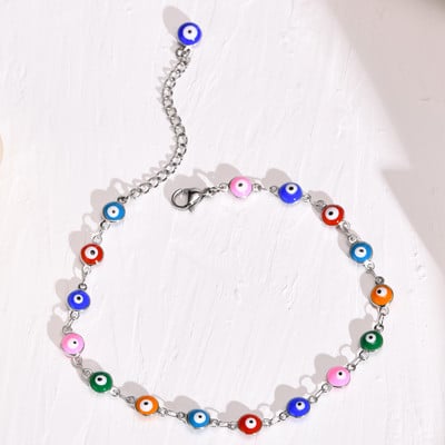 Vnox 6mm Evil Blue Eyes gleznele pentru femei, legături ajustabile cu ochi turcești cu lanț de gleznă Hamsa Charm, bijuterii de vacanță pe plajă