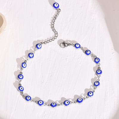 Vnox 6mm Evil Blue Eyes gleznele pentru femei, legături ajustabile cu ochi turcești cu lanț de gleznă Hamsa Charm, bijuterii de vacanță pe plajă