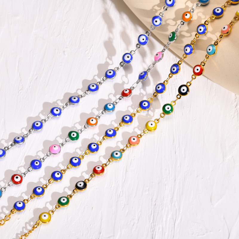 Vnox 6mm Evil Blue Eyes gleznele pentru femei, legături ajustabile cu ochi turcești cu lanț de gleznă Hamsa Charm, bijuterii de vacanță pe plajă