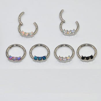 1 τεμ. Opal Gem Μύτη Θηλή Clicker Ear Χόνδρος Tragus Helix Lip Piercing Unisex Μόδα κοσμήματα με αρθρωτό τμήμα δαχτυλίδι μύτης