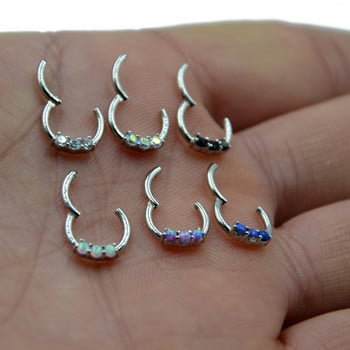 1 τεμ. Opal Gem Μύτη Θηλή Clicker Ear Χόνδρος Tragus Helix Lip Piercing Unisex Μόδα κοσμήματα με αρθρωτό τμήμα δαχτυλίδι μύτης