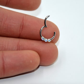 1 τεμ. Opal Gem Μύτη Θηλή Clicker Ear Χόνδρος Tragus Helix Lip Piercing Unisex Μόδα κοσμήματα με αρθρωτό τμήμα δαχτυλίδι μύτης