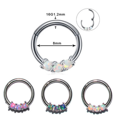 1db opál drágakő orrbimbó klikker fül porc Tragus Helix ajakpiercing unisex divatékszer csuklós szegmensű orrgyűrű