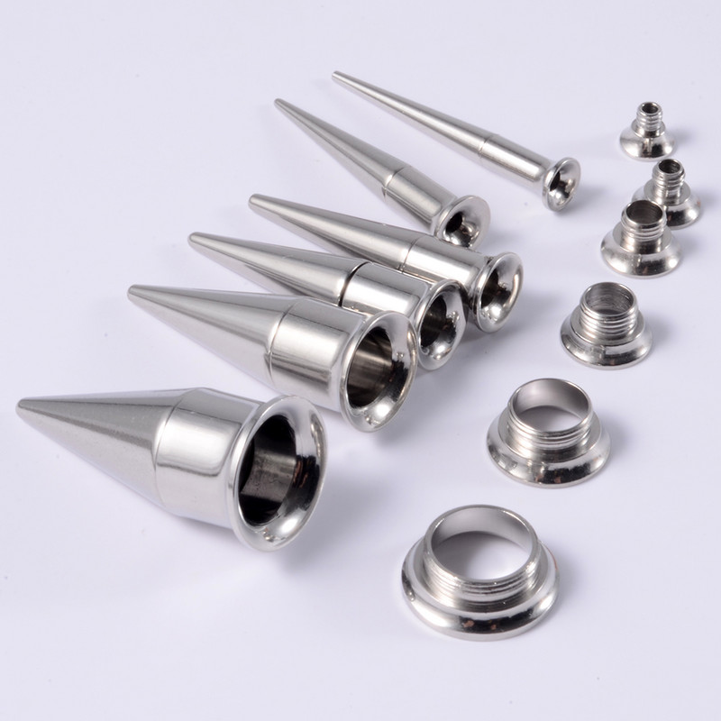 PÁR 3-10 mm-es 2 az 1-ben füldugók és alagutak Piercing fülmérők rozsdamentes acél kúpos fültágító csavaros illesztésű Oreille