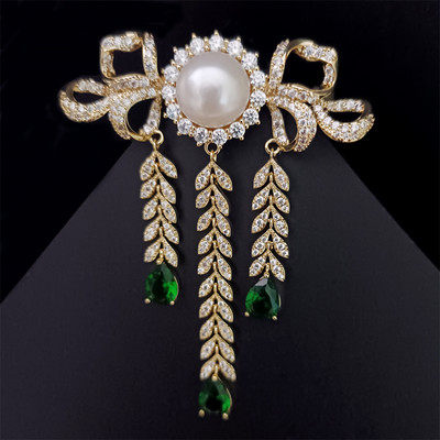 Broșă cu ciucuri de zircon cu incrustație de lux, cu temperament, stil palat, rochie elegantă, corsaj, broșă anti-lumină, accesorii pentru femei