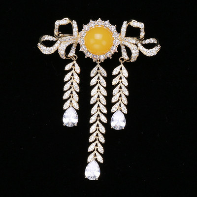 Broșă cu ciucuri de zircon cu incrustație de lux, cu temperament, stil palat, rochie elegantă, corsaj, broșă anti-lumină, accesorii pentru femei