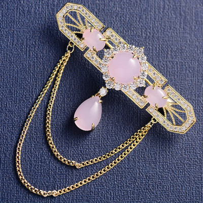 Broșă cu ciucuri de zircon cu incrustație de lux, cu temperament, stil palat, rochie elegantă, corsaj, broșă anti-lumină, accesorii pentru femei