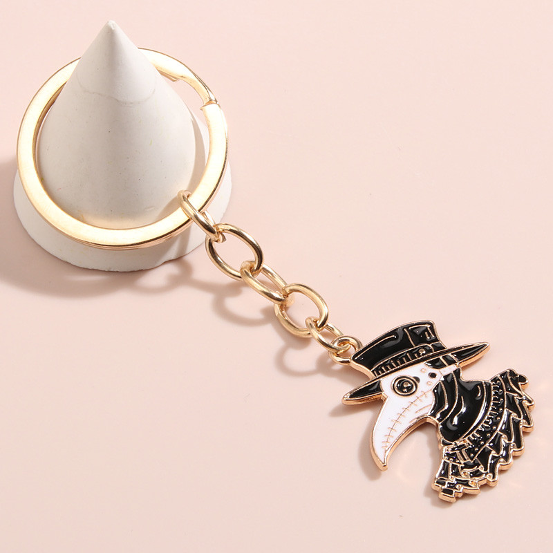 Breloc emailat punk Crow Doctor Skull Breloc Breloc cu animale pentru femei Bărbați Accesoriu geantă pentru mașină Atârnat bijuterii DIY Cadouri