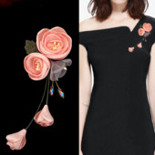 Broșe cu flori din țesătură coreeană de ultimă generație pentru femei, corsaj cu ciucuri din pânză de modă, broșă de nuntă pentru femei, accesorii de bijuterii