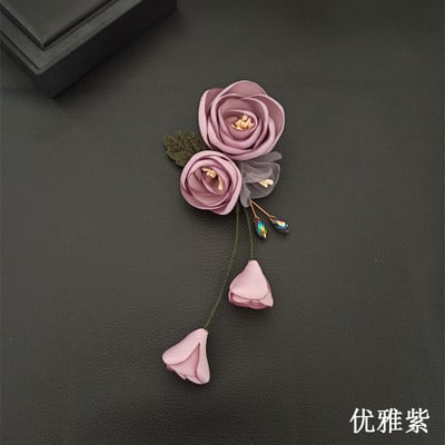 Broșe cu flori din țesătură coreeană de ultimă generație pentru femei, corsaj cu ciucuri din pânză de modă, broșă de nuntă pentru femei, accesorii de bijuterii