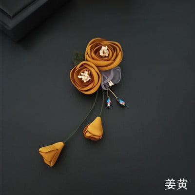 Broșe cu flori din țesătură coreeană de ultimă generație pentru femei, corsaj cu ciucuri din pânză de modă, broșă de nuntă pentru femei, accesorii de bijuterii