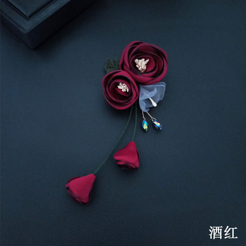 Broșe cu flori din țesătură coreeană de ultimă generație pentru femei, corsaj cu ciucuri din pânză de modă, broșă de nuntă pentru femei, accesorii de bijuterii