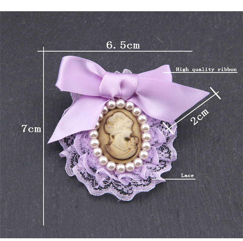 Broșe de tip prințesă cu cap de frumusețe din țesătură de înaltă calitate, broșă din pânză din dantelă pentru femei, broșă cu arc de flori, corsaj de modă pentru femei, accesorii