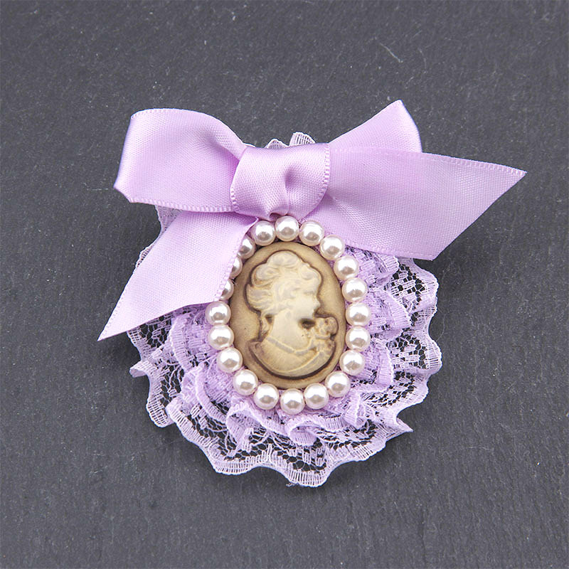 Broșe de tip prințesă cu cap de frumusețe din țesătură de înaltă calitate, broșă din pânză din dantelă pentru femei, broșă cu arc de flori, corsaj de modă pentru femei, accesorii