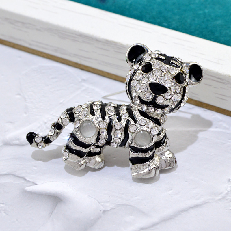 CINDY XIANG noi broșe cu tigru emailat viu pentru femei și bărbați drăguț animale cu strasuri broșă pentru copii bijuterii cadouri de Anul Nou