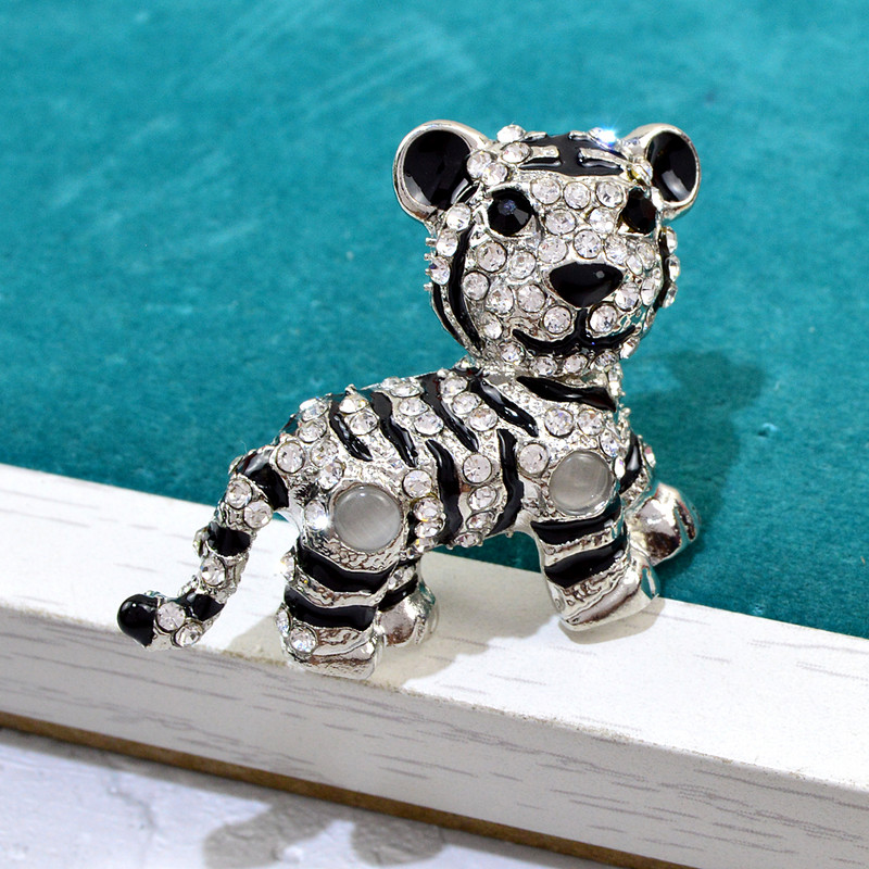 CINDY XIANG noi broșe cu tigru emailat viu pentru femei și bărbați drăguț animale cu strasuri broșă pentru copii bijuterii cadouri de Anul Nou