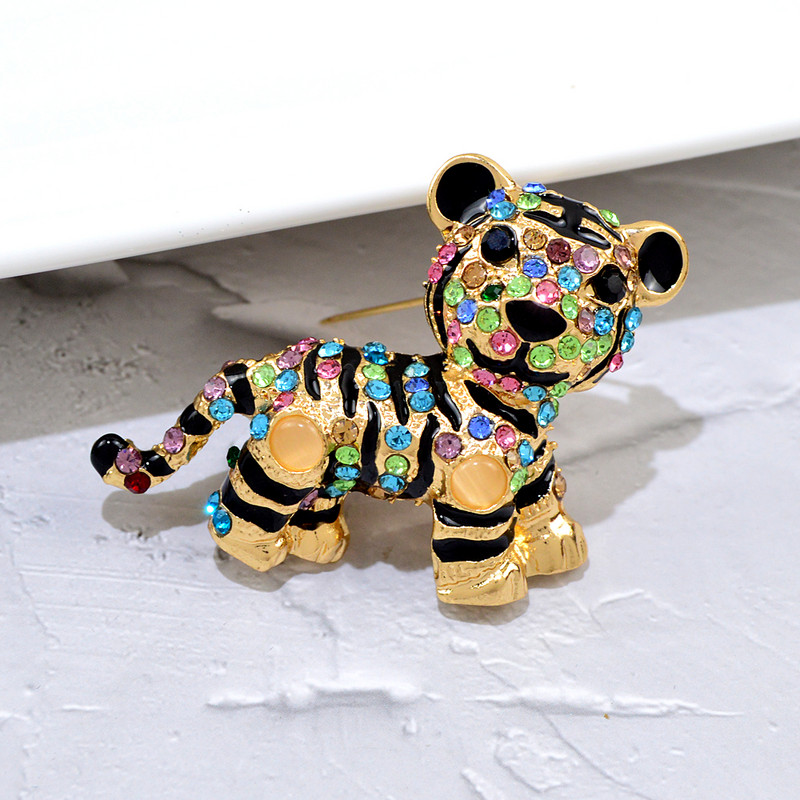 CINDY XIANG noi broșe cu tigru emailat viu pentru femei și bărbați drăguț animale cu strasuri broșă pentru copii bijuterii cadouri de Anul Nou