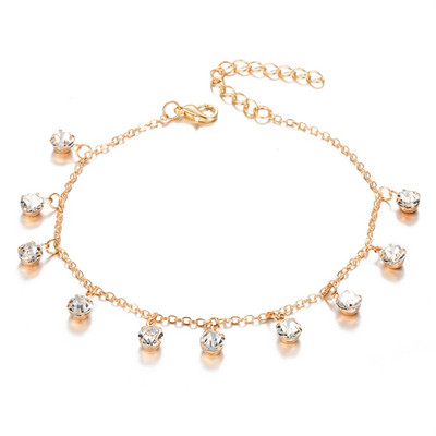 Vintage divat medál kristály bokalánc női Link Chin Bohemian Gold Color Ezüst színű Cipő Csizmalánc Karkötő Lábékszer