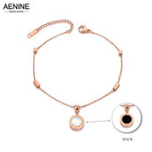 AENINE Boemia din oțel inoxidabil Charm gleznă bijuterii picior acrilic Shell numere romane lanț gleznă pentru femei AA19019