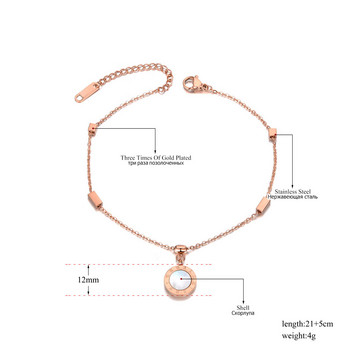 AENINE Бохемия от неръждаема стомана Талисман Анкета за крака Бижута за крака Акрилни черупки с римска цифра Верига за глезени за жени AA19019