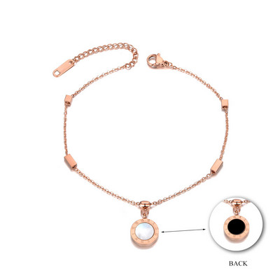 AENINE Boemia din oțel inoxidabil Charm gleznă bijuterii picior acrilic Shell numere romane lanț gleznă pentru femei AA19019