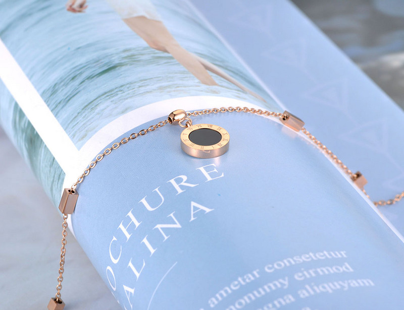 AENINE Boemia din oțel inoxidabil Charm gleznă bijuterii picior acrilic Shell numere romane lanț gleznă pentru femei AA19019