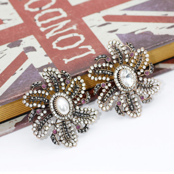 SUNSPICE MS Vintage Flower Rhinestone Brooch for Women Античен златен цвят Имитация на перли Кристални брошки Брошки Кафтанови игли