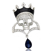 Broșă cu craniu punk la modă, bijuterii, femei, cu strasuri, culoare aurie, picături de apă, broșe, broșe, pentru dame, dansuri, pentru petrecere, insigna diavolului