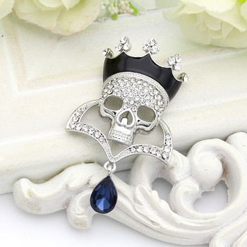 Fashion Punk Skull Καρφίτσα Καρφίτσα Κοσμήματα Γυναικεία Rhinestone Χρυσό Χρώμα Drop Water Καρφίτσες Καρφίτσες Γυναικείες Χοροί Party Devil\'s Badge