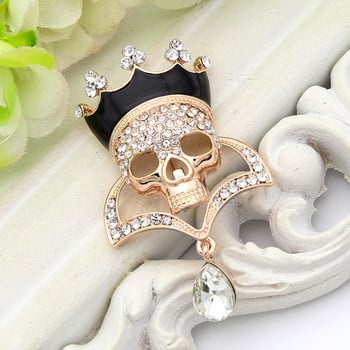 Fashion Punk Skull Καρφίτσα Καρφίτσα Κοσμήματα Γυναικεία Rhinestone Χρυσό Χρώμα Drop Water Καρφίτσες Καρφίτσες Γυναικείες Χοροί Party Devil\'s Badge