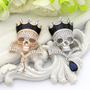 Fashion Punk Skull Καρφίτσα Καρφίτσα Κοσμήματα Γυναικεία Rhinestone Χρυσό Χρώμα Drop Water Καρφίτσες Καρφίτσες Γυναικείες Χοροί Party Devil\'s Badge