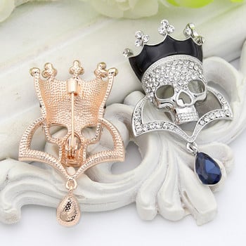 Fashion Punk Skull Καρφίτσα Καρφίτσα Κοσμήματα Γυναικεία Rhinestone Χρυσό Χρώμα Drop Water Καρφίτσες Καρφίτσες Γυναικείες Χοροί Party Devil\'s Badge