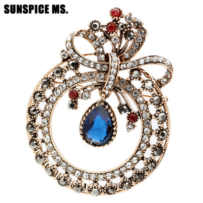 Nouă floare turcească din rășină, broșă rotundă, ace, bijuterii pentru femei, rășină, culoare auriu antic, corsaj cu rever, insignă retro, cadou de Crăciun