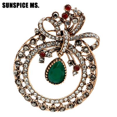 Nouă floare turcească din rășină, broșă rotundă, ace, bijuterii pentru femei, rășină, culoare auriu antic, corsaj cu rever, insignă retro, cadou de Crăciun